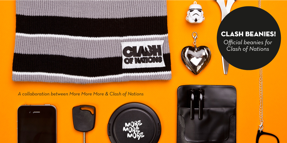 The official Clash beanies - A collaboration between More More More & Clash of Nations